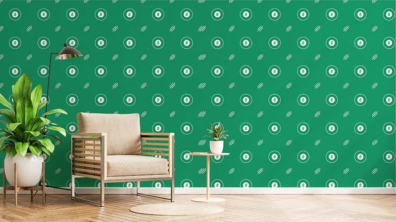 Snooker Ball Pattern Wallpaper Mural shown in a room
