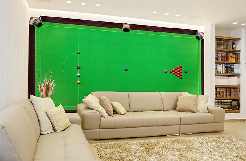 Snooker Table Wallpaper Mural shown in a room