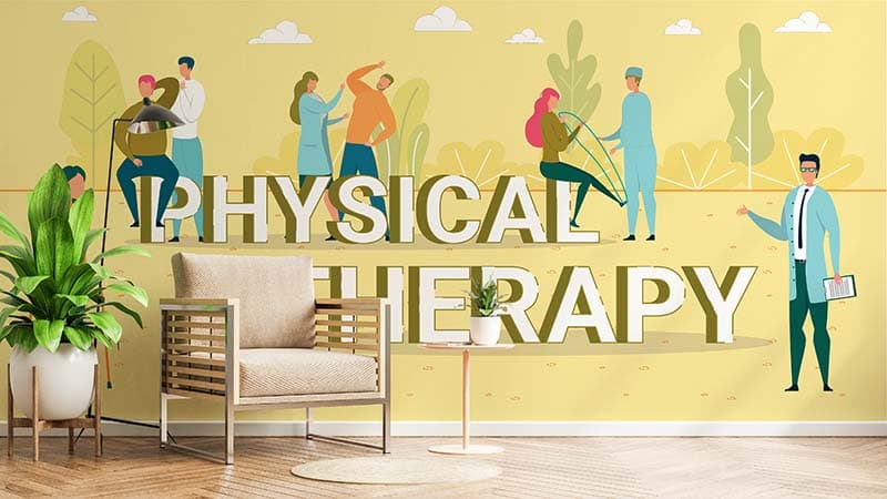 Physical Therapy Wallpaper Mural shown in a room