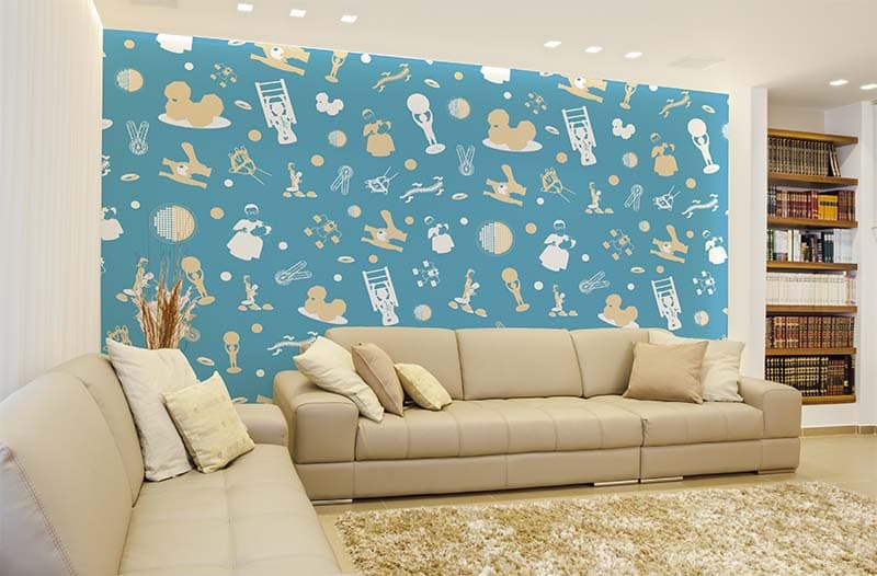 Physiotherapy Icons Pattern Wallpaper Mural shown in a room