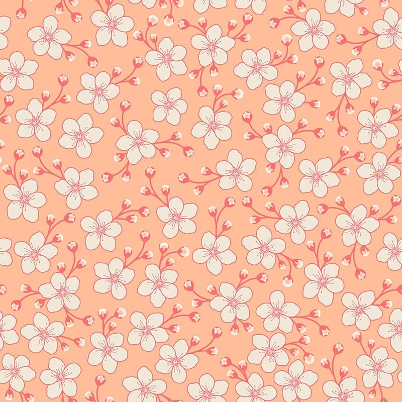 Peach Fuzz Cherry Blossom Wallpaper Mural pattern detail