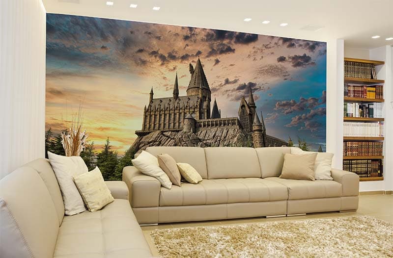 Hogwarts Castle Wallpaper Mural shown in a room