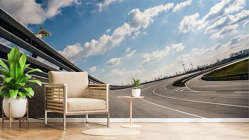 Racetrack Wallpaper Mural shown in a room