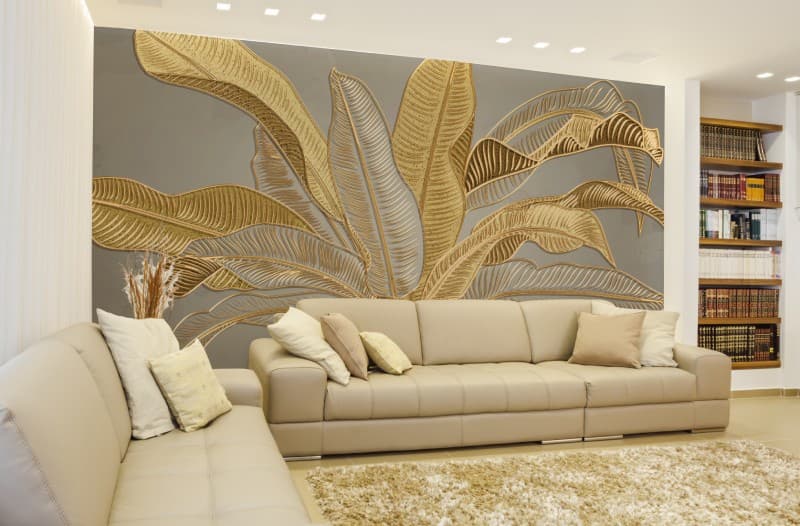 Swarn Kadali, Gold Banana Tree Wallpaper Mural shown in a room