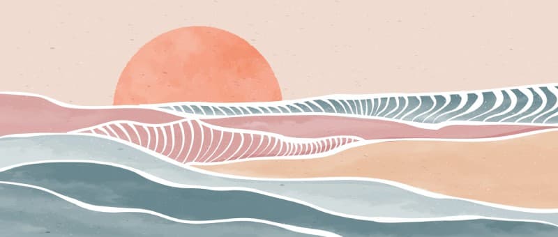 Boho Ocean Wave Contemporary Art Wallpaper Mural pattern detail