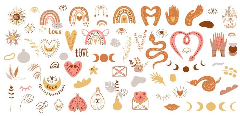 Enchanting Boho Elemental Wallpaper Mural pattern detail