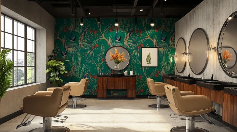 Exotic Chinoiserie Wallpaper Mural shown in a room