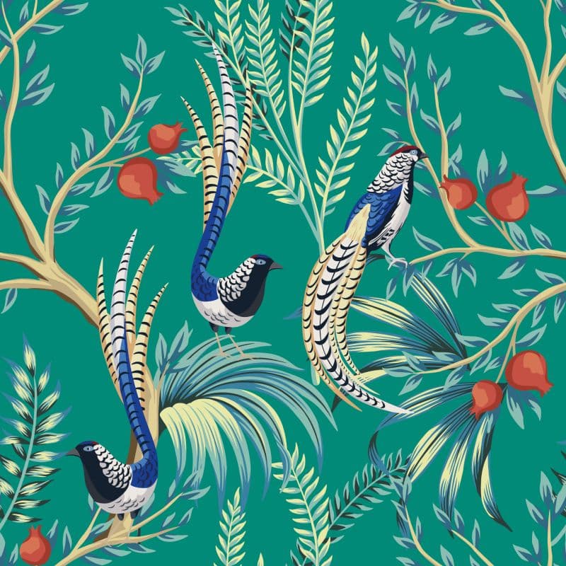 Exotic Chinoiserie Wallpaper Mural pattern detail