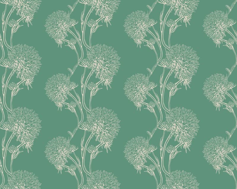 Sea Green Foliage Flower Wallpaper Mural pattern detail