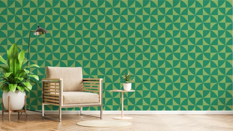 Sea Green Modern Pattern Wallpaper Mural shown in a room