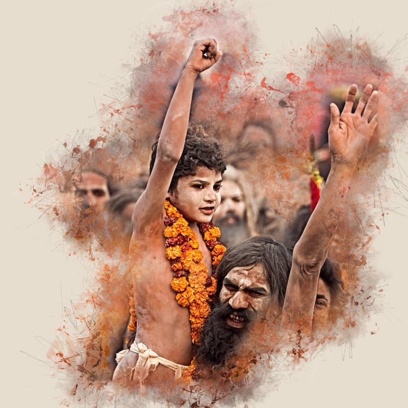 Kumbh Mela Sadhu Portrait Wallpaper Mural pattern detail