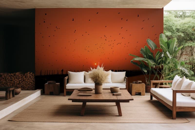 Kumbh Pontoon Bridge Landscape Wallpaper Mural shown in a room