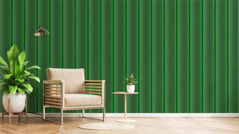 Lush Lines Panorama Stripes Wallpaper Mural shown in a room