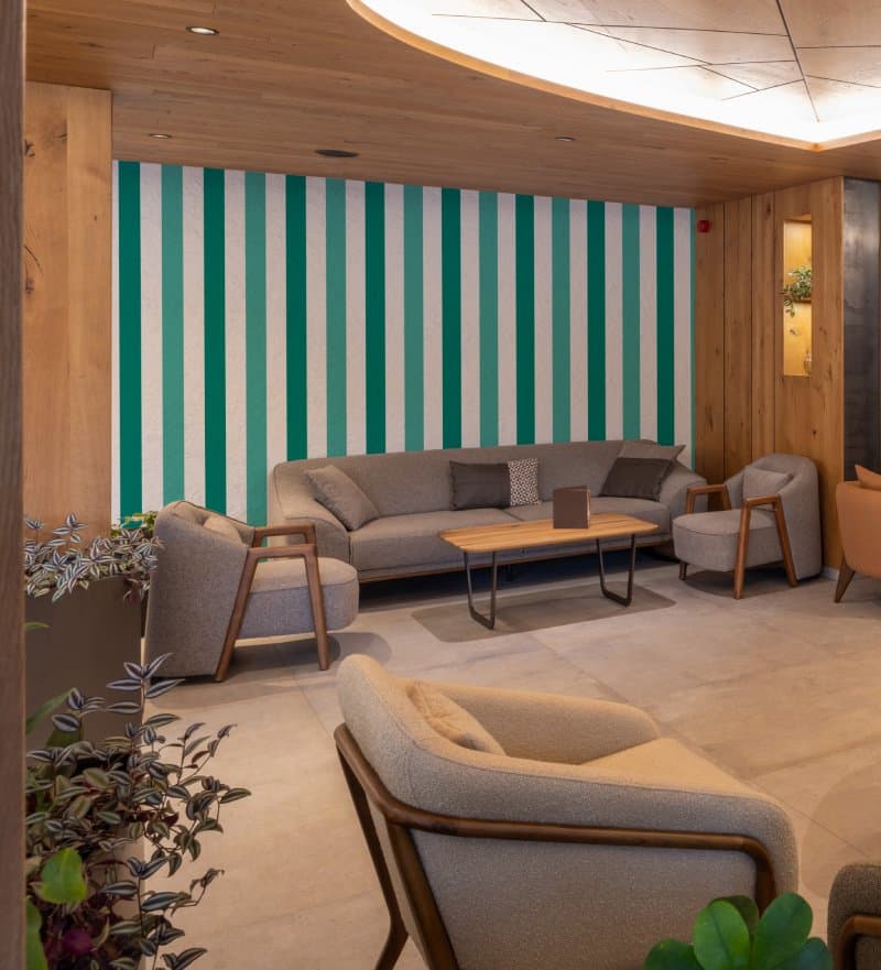 Soft Breeze Stripes Wallpaper Mural shown in a room
