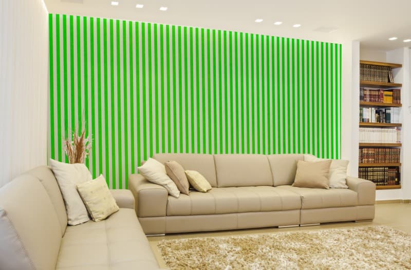 Verdant Green Stripes Elegance Wallpaper Mural shown in a room