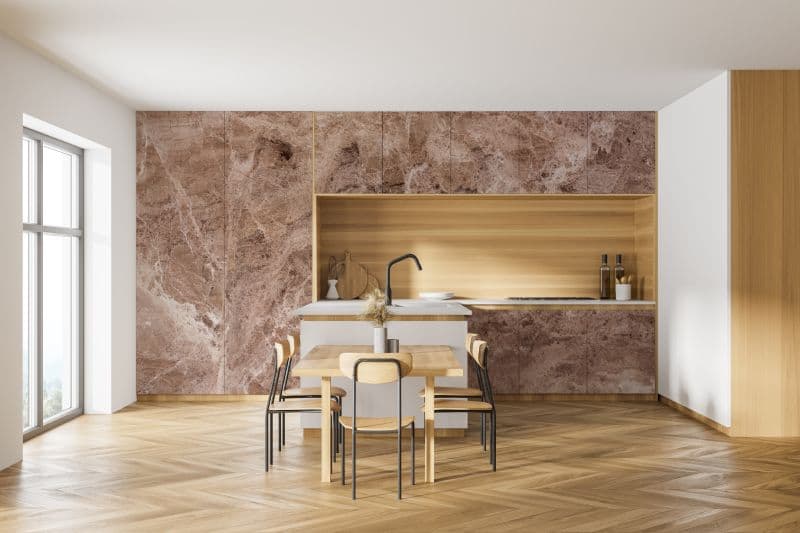 Premium Brown Marble Texture Wall Design Wallpaper shown in a room