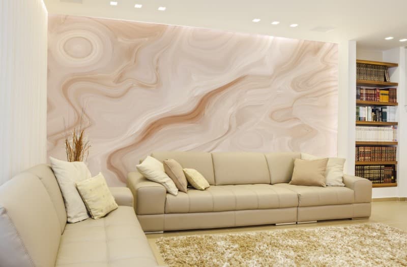 Light Brown Marble Texture Wallpaper Mural shown in a room