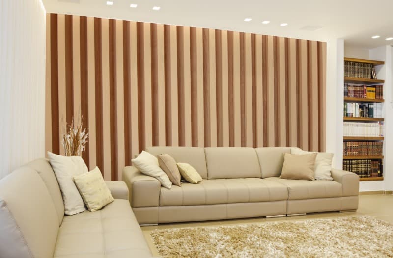 Light Brown Slats of Wood Wallpaper Mural shown in a room