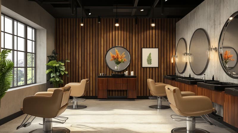 Wooden Slats Panel Wallpaper Mural shown in a room