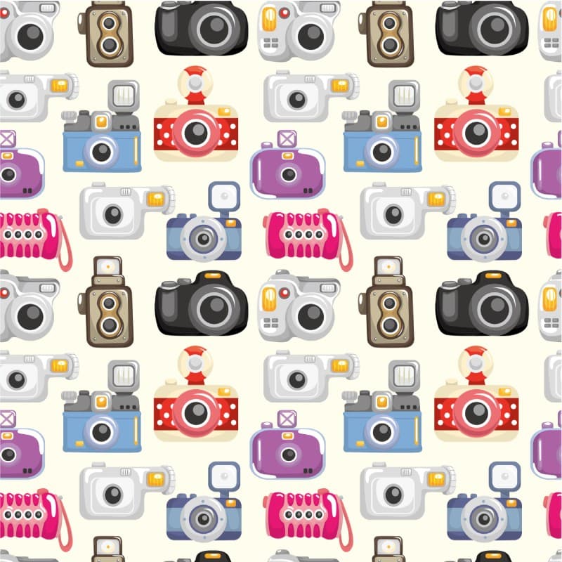 Camera Pattern Wallpaper Mural pattern detail