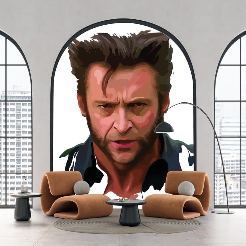 Logan Art Wolverine Movie Wallpaper Mural shown in a room