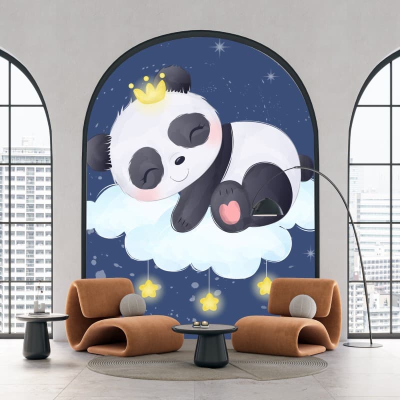 Adorable Panda Wallpaper Mural for Kids shown in a room