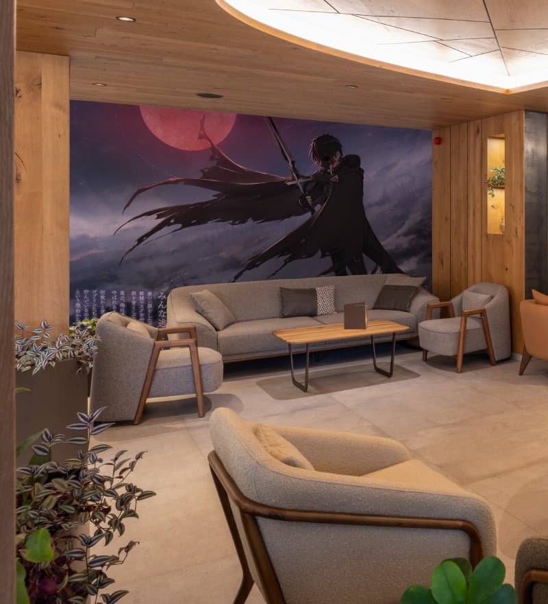 Anime Art Character Aesthetic Wall Mural Wallpaper shown in a room