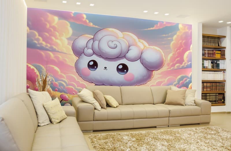 Cute Cinnamoroll Wallpaper Mural shown in a room