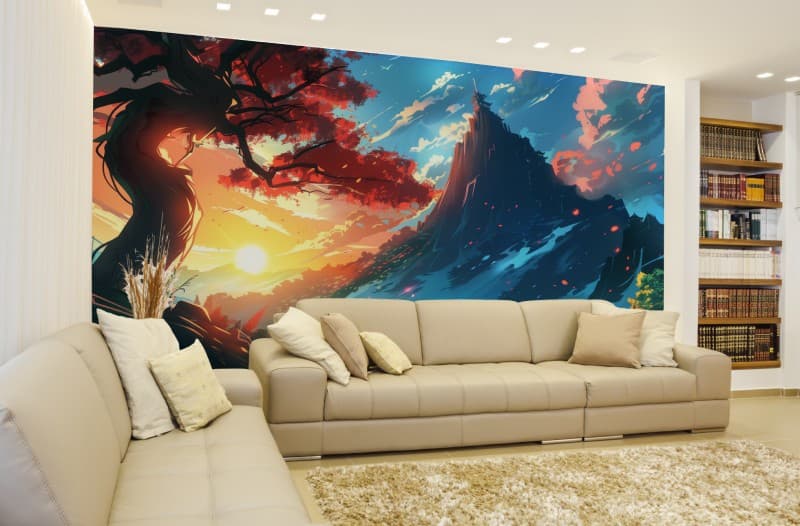 Digital Art Scenery Wallpaper Mural shown in a room
