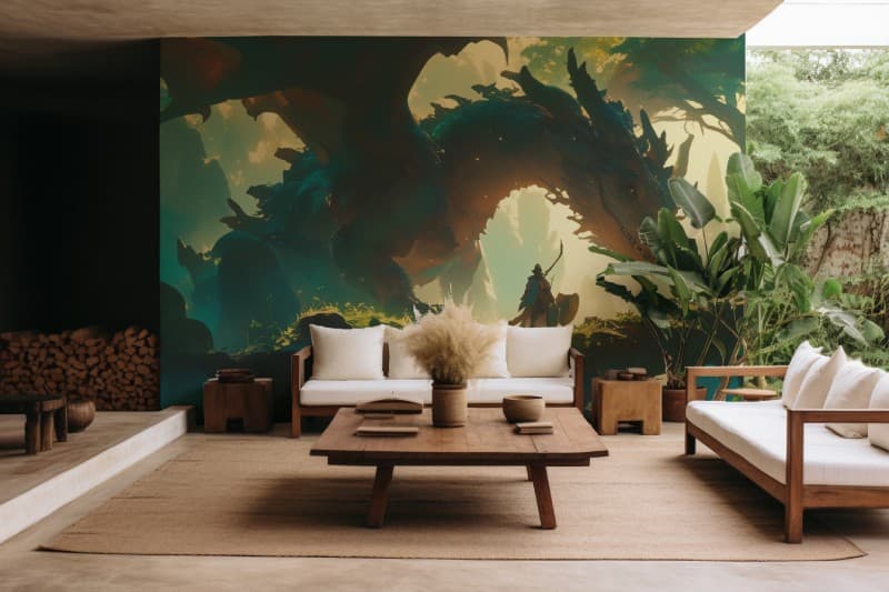 Dragon Warrior Wallpaper Mural shown in a room