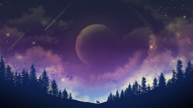 Galactic Moon Wallpaper Mural pattern detail