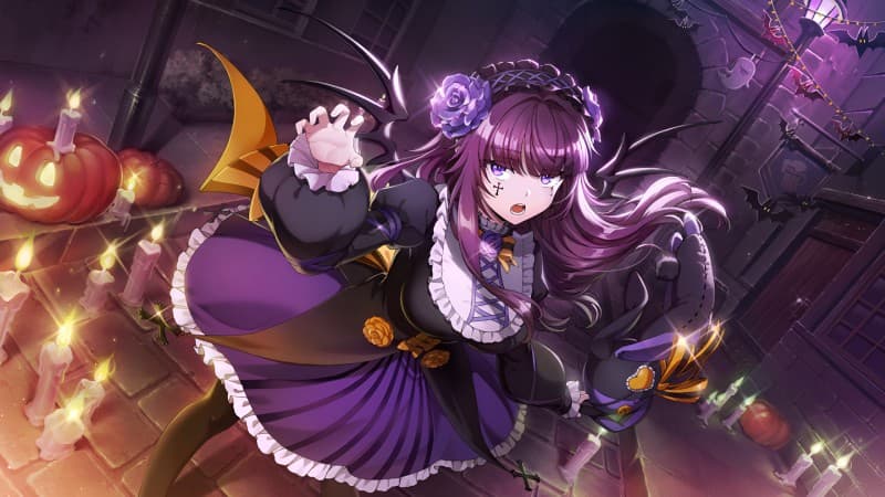 Halloween Anime Girl Wallpaper Mural pattern detail