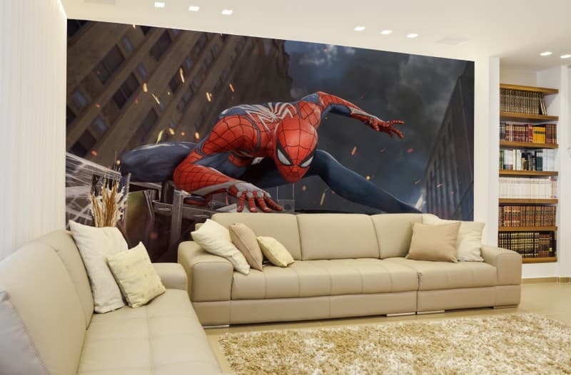HD Spider Man Wallpaper Mural shown in a room