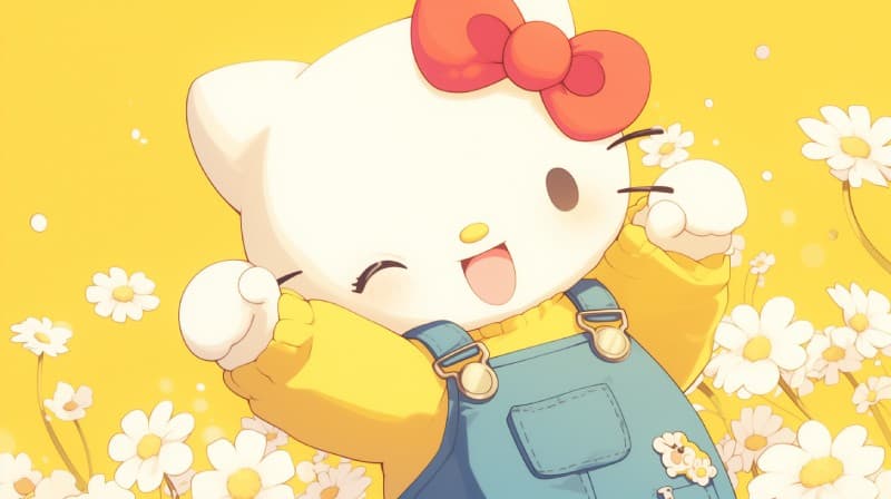 Hello Kitty Wallpaper Mural pattern detail