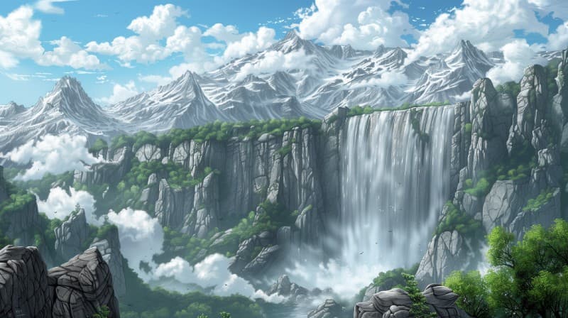 Iguazu Waterfall Art Wallpaper Mural pattern detail