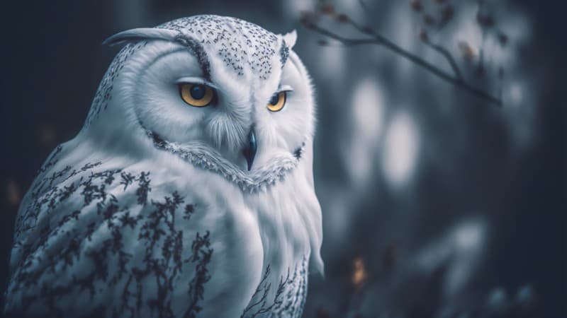 Majestic Moonlit Owl Vastu Wallpaper Mural pattern detail