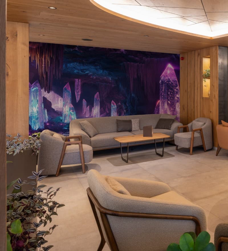 Mysterious Crystal Cave Wallpaper Mural shown in a room