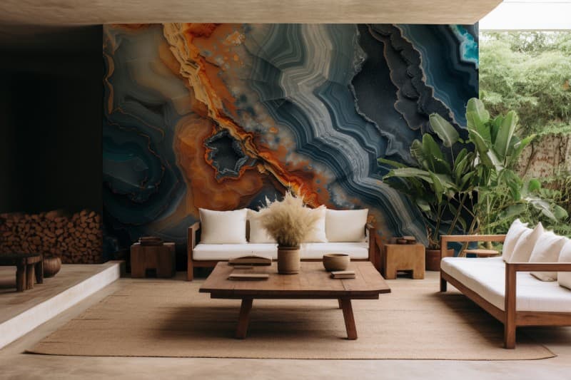 Rustic Geode Mural Wallpaper shown in a room