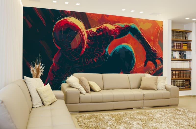 Spiderman Art for Gamers Wallpaper Mural shown in a room