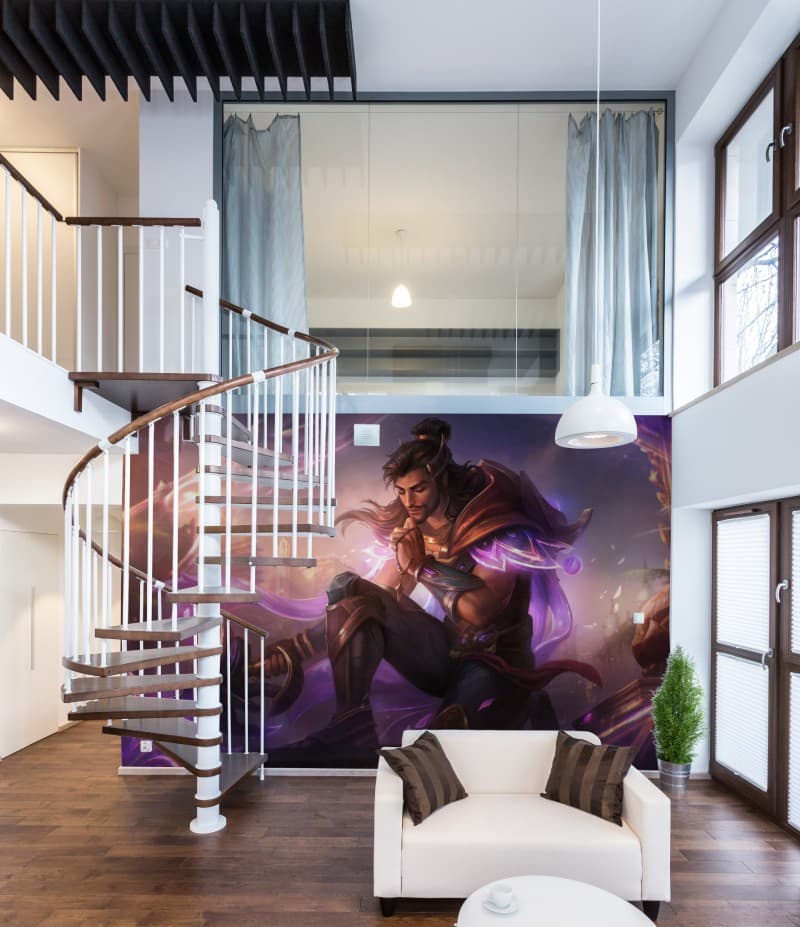 Video Games Warrior Wallpaper Mural shown in a room