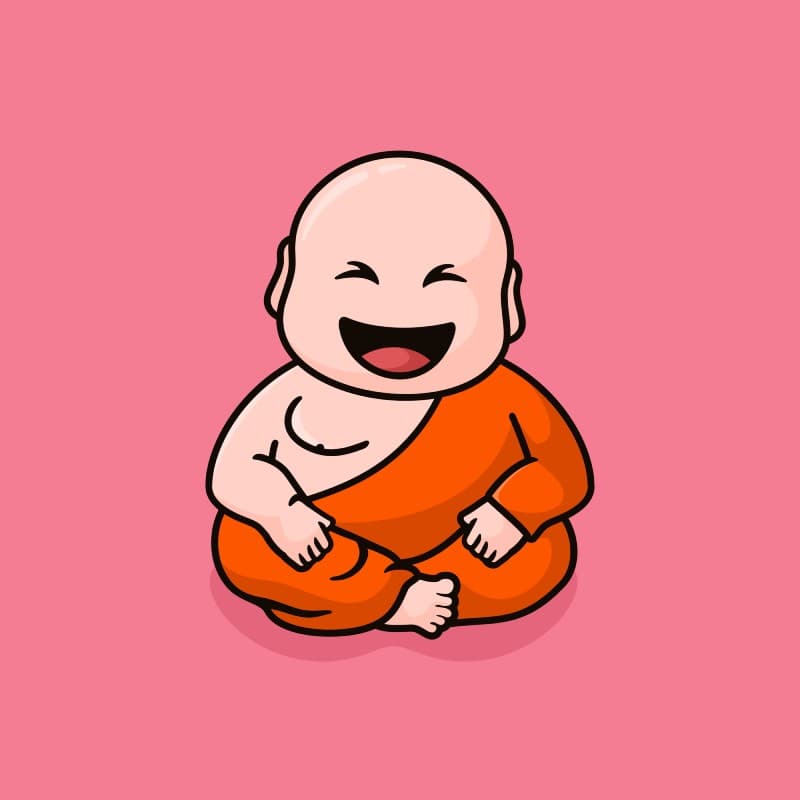 Cute Laughing Buddha Mascot Wallpaper Mural pattern detail