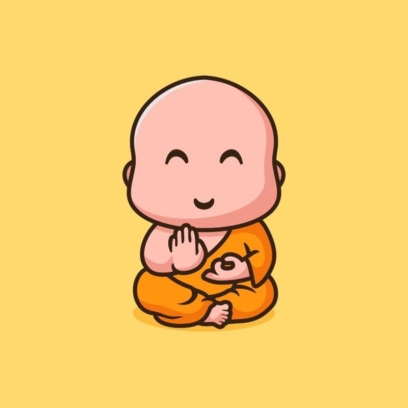 Cute Monk Meditation Wallpaper Mural pattern detail