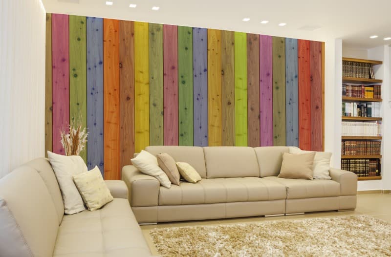 Stained Timber Euphoria Wallpaper Mural shown in a room