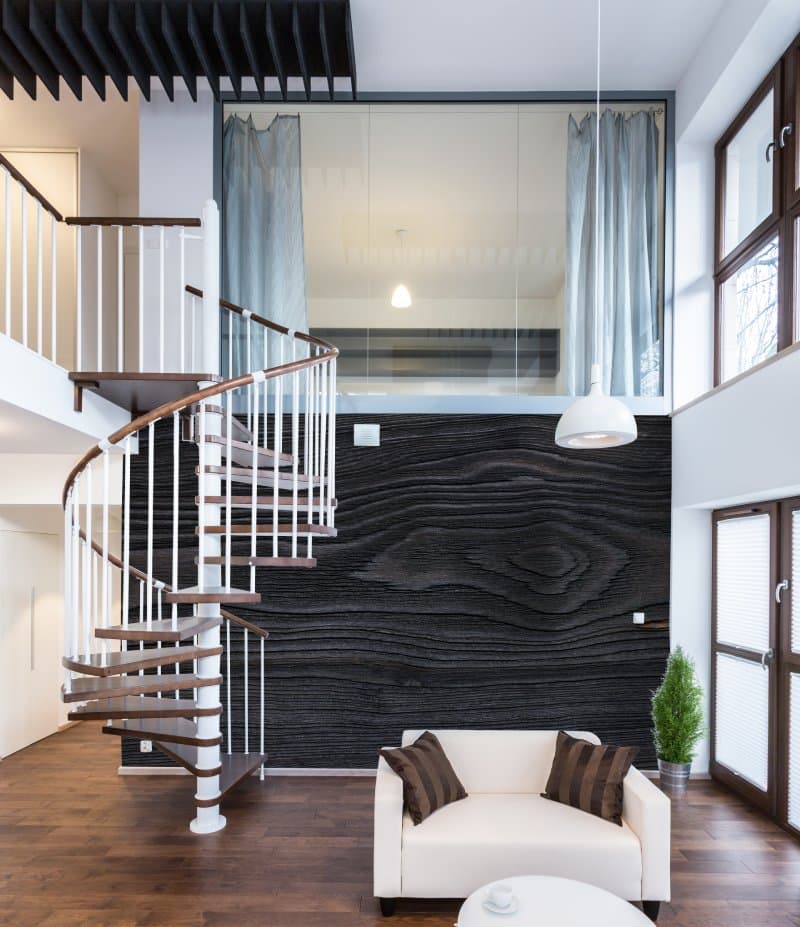 Black Aged Wooden Texture Wallpaper Mural shown in a room