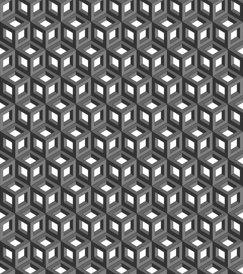 3D Geometric Gray Cubes Pattern Wallpaper Mural pattern detail
