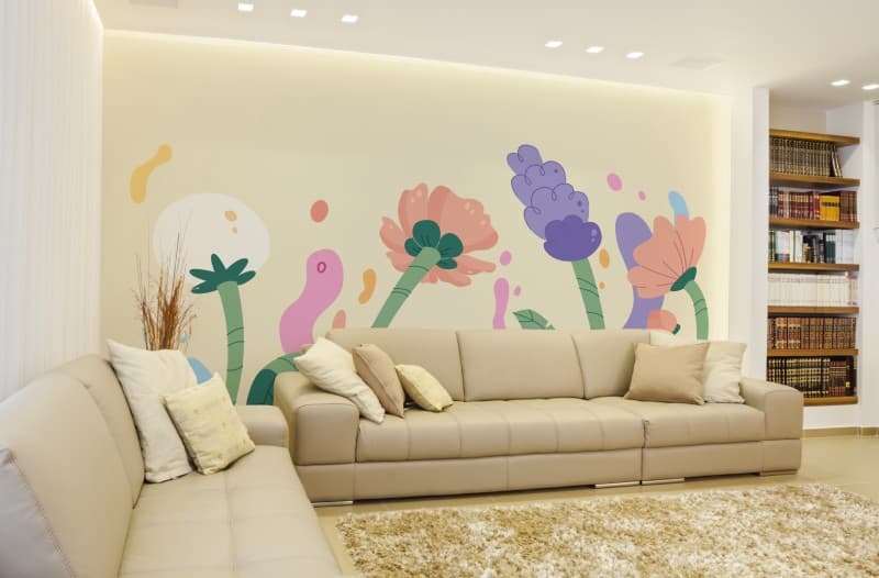 The Gilded Blooming Garden Wallpaper Mural shown in a room