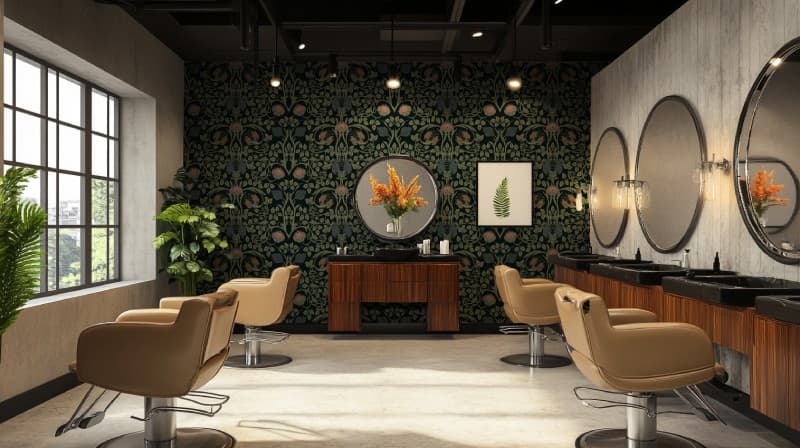 Vintage Cambridge Wildflowers Wallpaper Mural shown in a room