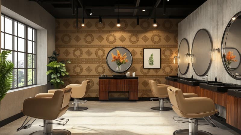 Modern Greek Versace Wallpaper Mural shown in a room