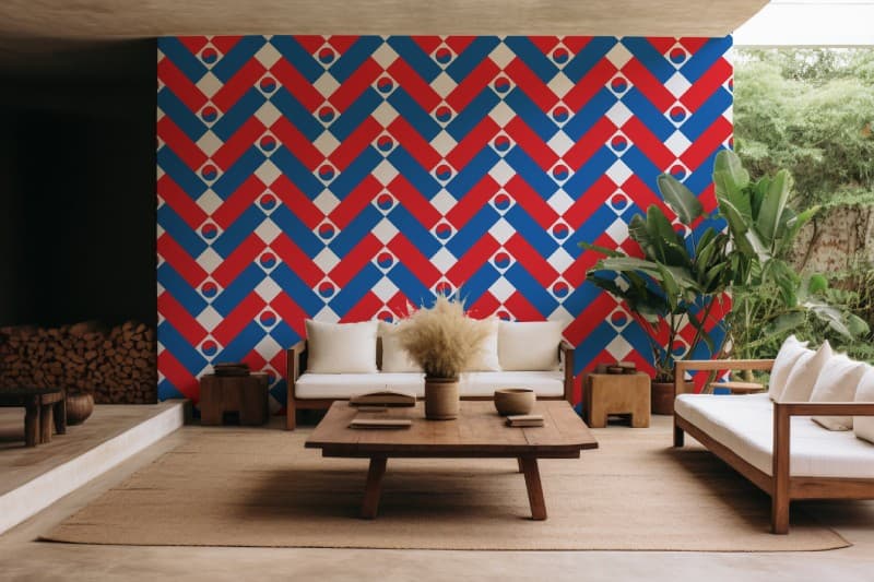 Korean Flag Pattern Wallpaper Mural shown in a room