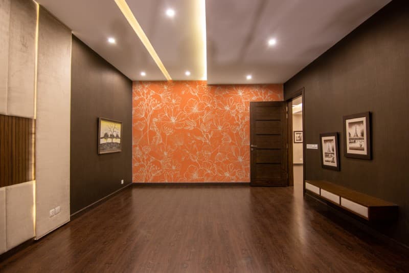 Autumn Orange Serenade Wallpaper Mural shown in a room